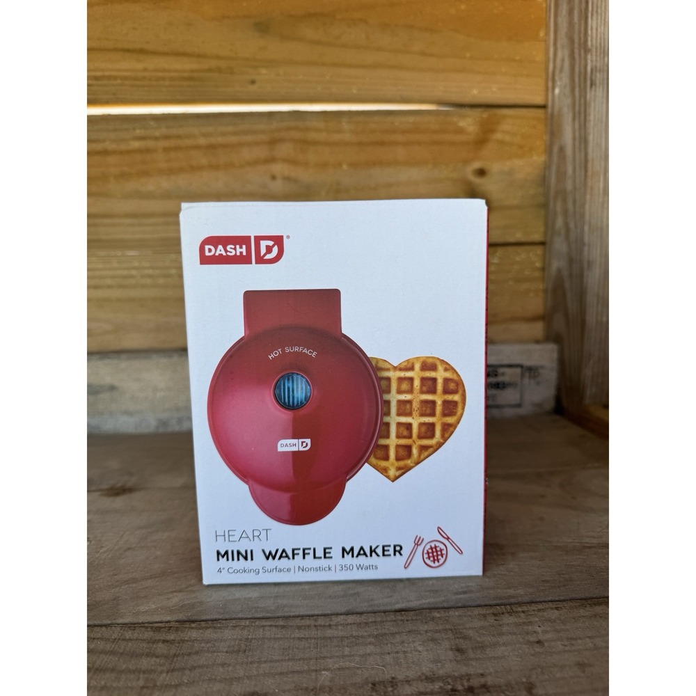 DASH Mini Waffle Maker Machine for‎ Individuals, Paninis, 4 Inch, Red Heart